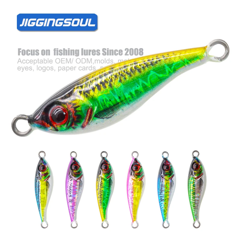 JIGGINGSOUL-RTS-321- 40g Good Quality Professional Manufacture 3D printing UV Luminous Metal Lead Fishing Hard Lure without Hooks