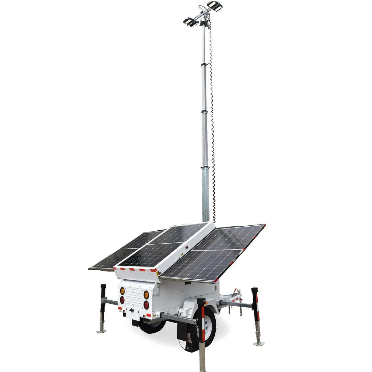Zero Emissions mobile solar linghting tower with 4 LED lights for rent