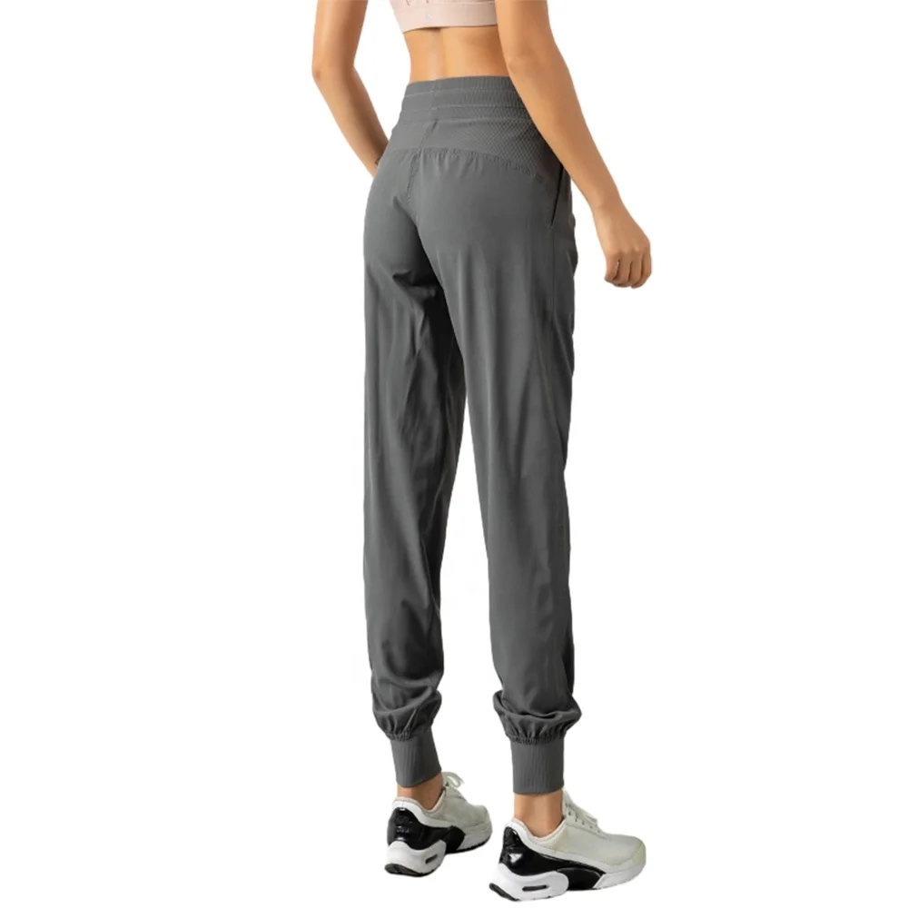 Summer women draw rope fold quick dry running fitness lightweight straight leg corset sports pants