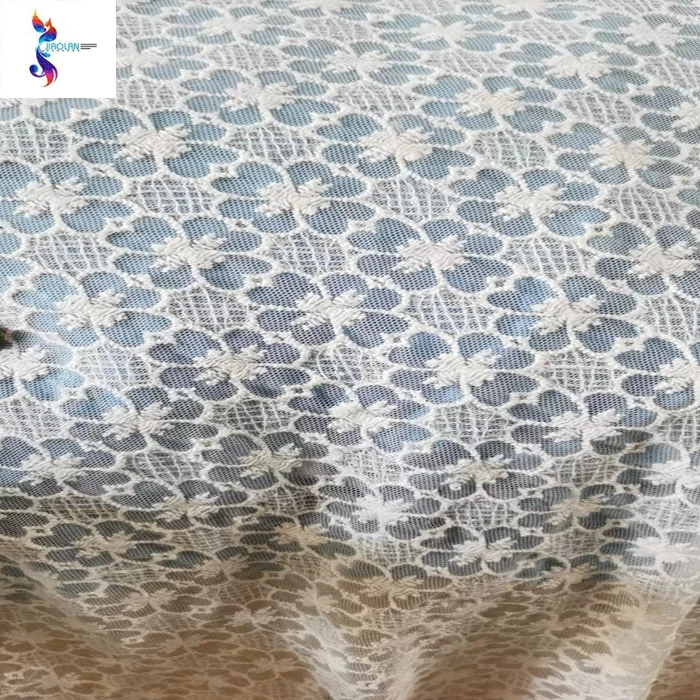 Cheap kilo price white color wedding mesh lace embroidery stock fabric