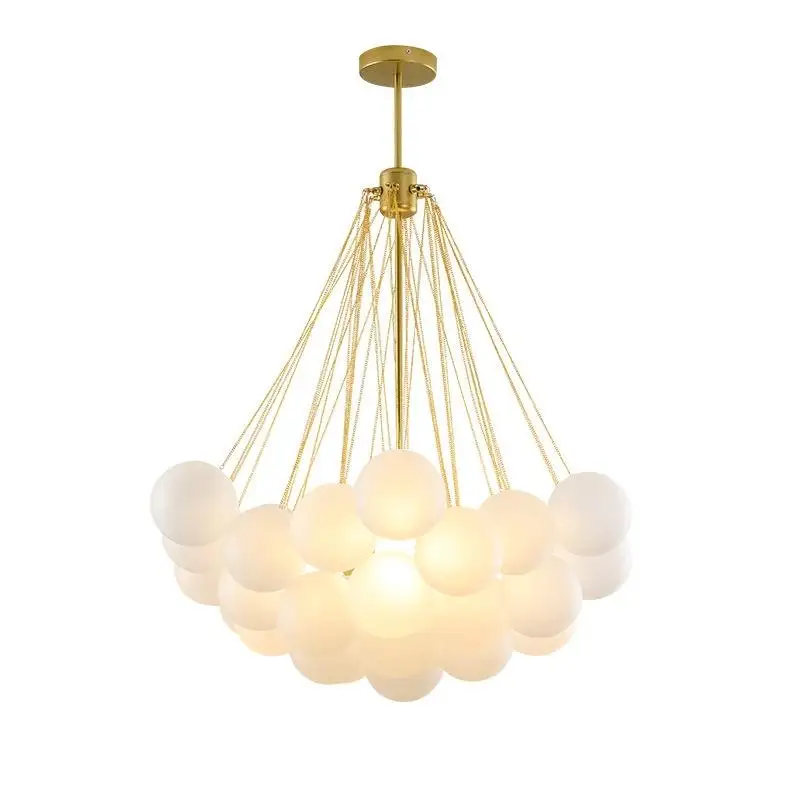 Hotel Decor Ball Hanging Chandelwall Lampngoldign Pendant Light Gold Nordic Iron LED Glass Dinning Room Home OEM ODM Service 90