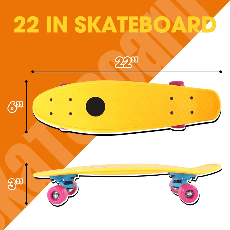 Custom Cruiser Plastic Fish Skateboard 22 Inch Skate Board