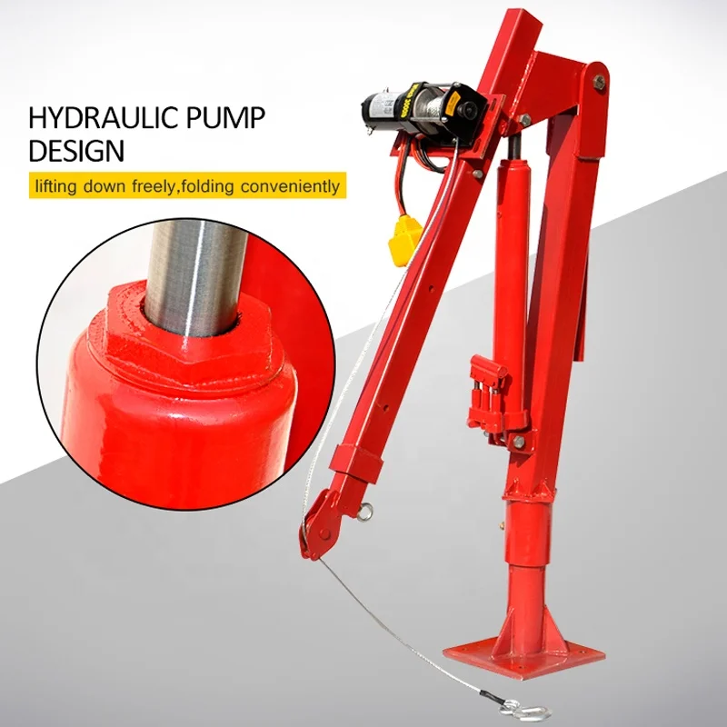 Heavy Duty Folding Boom Small Portable Telescopic Mobile Crane Hydraulic Pickup Truck Crane With Hand/electric Winch - 2000-Lb