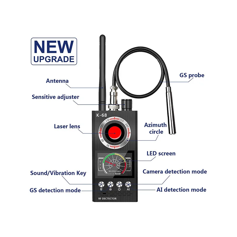 Новый K68Santi детектор ошибок радиочастотный сигнал Скрытая камера T6 gps сканер портативная объектива Анти-шпионская