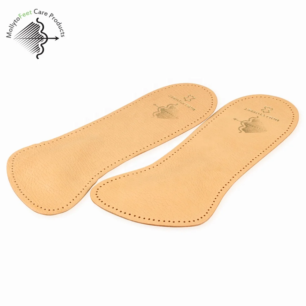 3/4 Orthotic High Arch Support Genuine Lambskin Leather Orthopedic Insoles for Flat Feet and Plantar Fasciitis