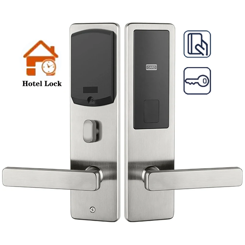 Stainless Steel ANSI Mortise Security Electronic Smart RFID Card Key Hotel Door Lock with Management Software System