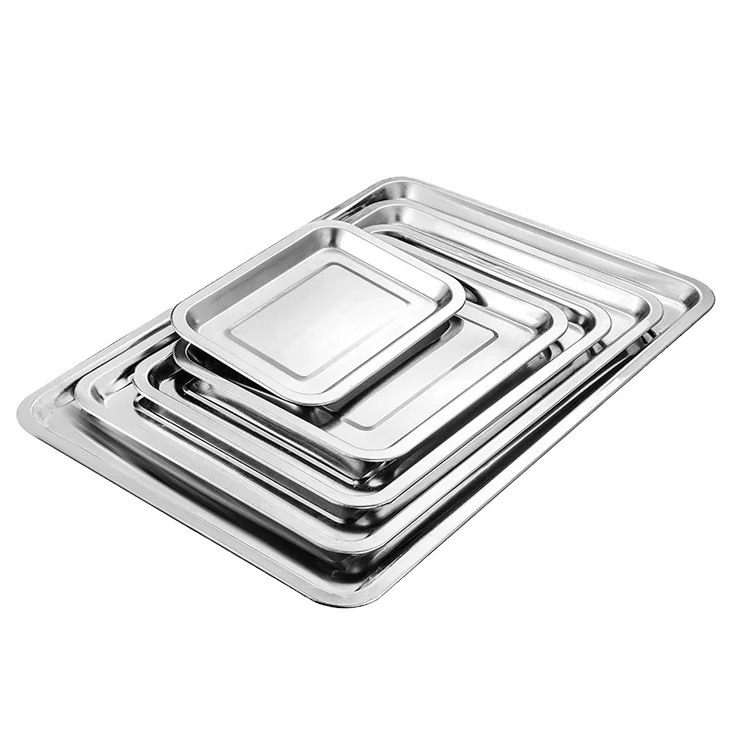 Завод различные размеры Ресторан отеля еда фрукт прямоугольная металлическая пластина для выпечки: сервировочный поднос из нержавеющей стали