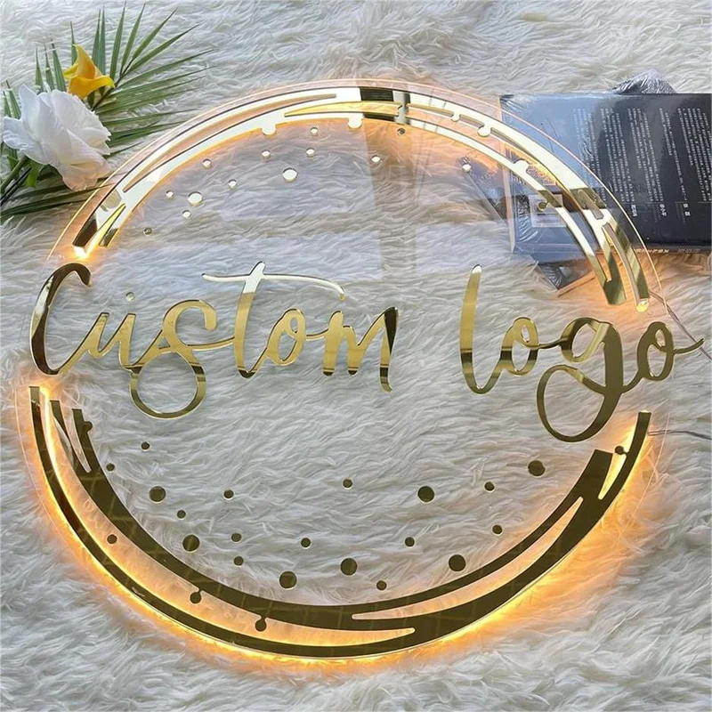 Gold Metal Letters Business Shop Signs 3d Acrylic Logo Custom Led Channel Letters Backlit Sign Store Indoor Wall Advertising