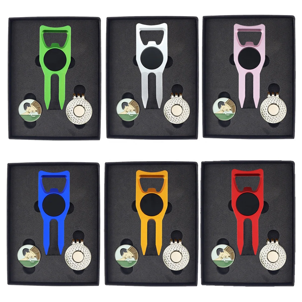 Best Ball Marker Multifunctional Bottle Opener Golf Divot Pitch Repair Tool with Custom Metal Golf Ball Marker