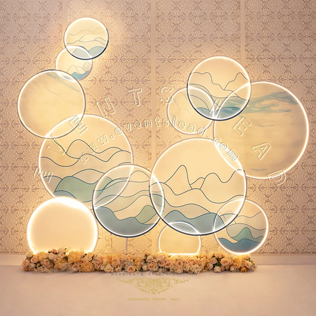 Wave Pattern Platform New Products White Aluminum Light Up Led Backdrop Wedding Arch