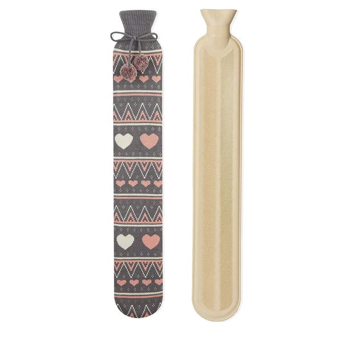 Knitted Extra Long Hot Water Bottle with Cover 72 cm Luxury Thermotherapy 2L Pure Natural Rubber Hose Hot Water Bottle for Neck
