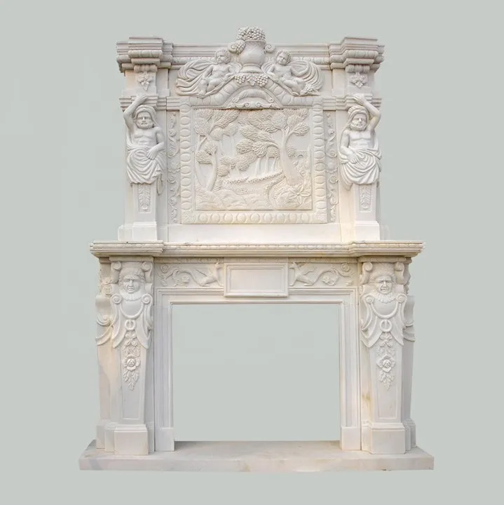 High polished indoor decoration marble stone fireplace mantel