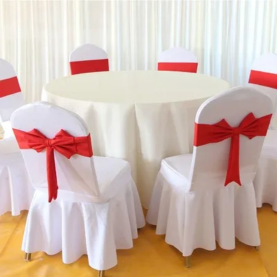 Satin Chair Covers Bows Sashes Band Wedding Bowknot Spandex Chair Sash Buckles Cover
