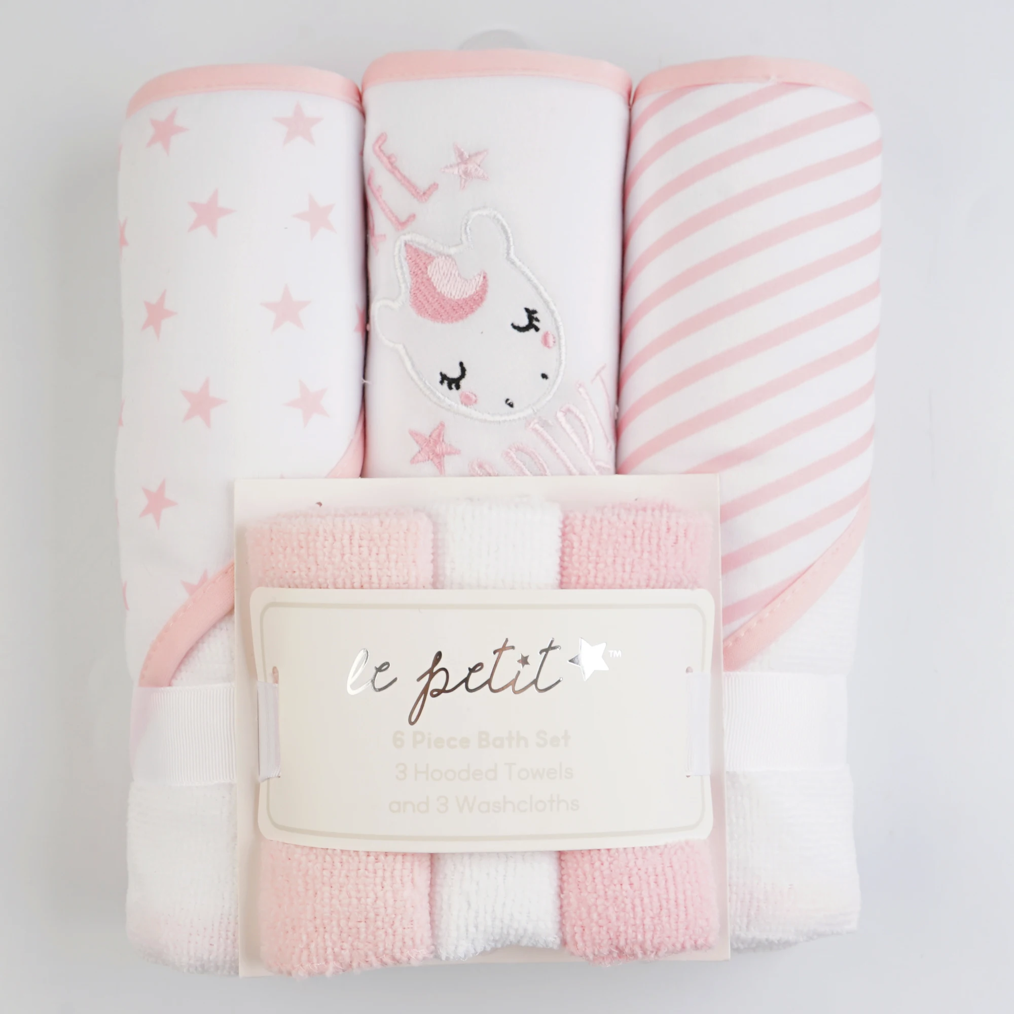 3+3 6pc bath set  hooded towel Unisex, Premium Soft  bath terry loop hooded towel and washcloth microfiber terry soft bath set