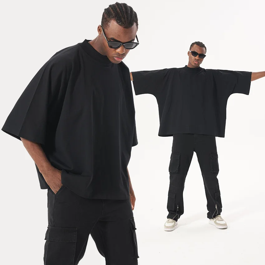 quality t shirt supplier custom street hipster wear boxy fit puff print logo oversized tshirt for men