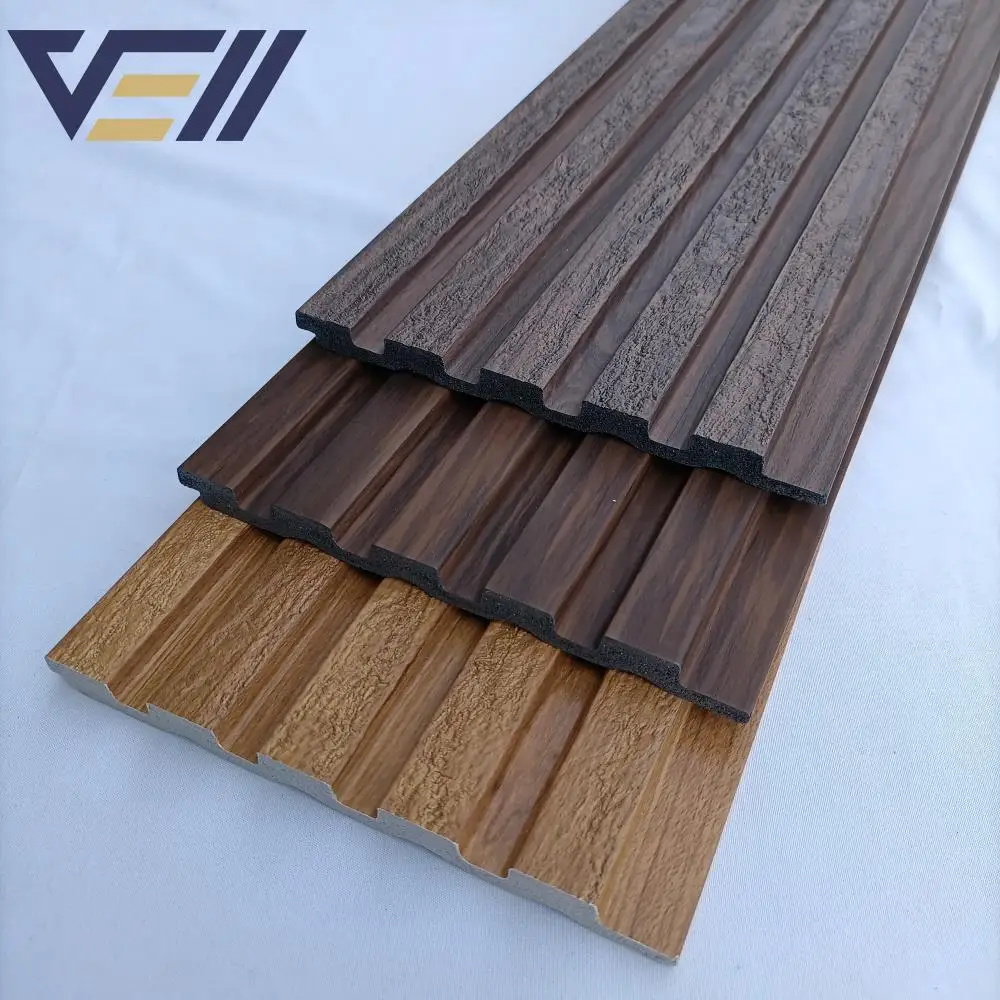 Alternative Wood Cladding Wood Louvers Interior Wall Wood  Moulding Waterproof PS Wall Panel
