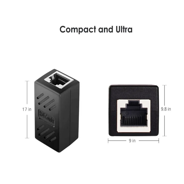 2 Pack  RJ45 Coupler Ethernet Inline Connector Plugs For Cat5 Cat5e Cat6e Cat7 Cable