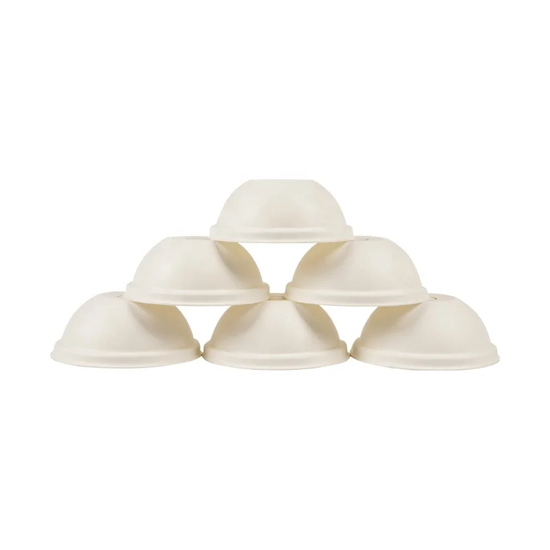Dsechable bagasse coffee paper cup with biodegradable flat lid / cup dome eco lid