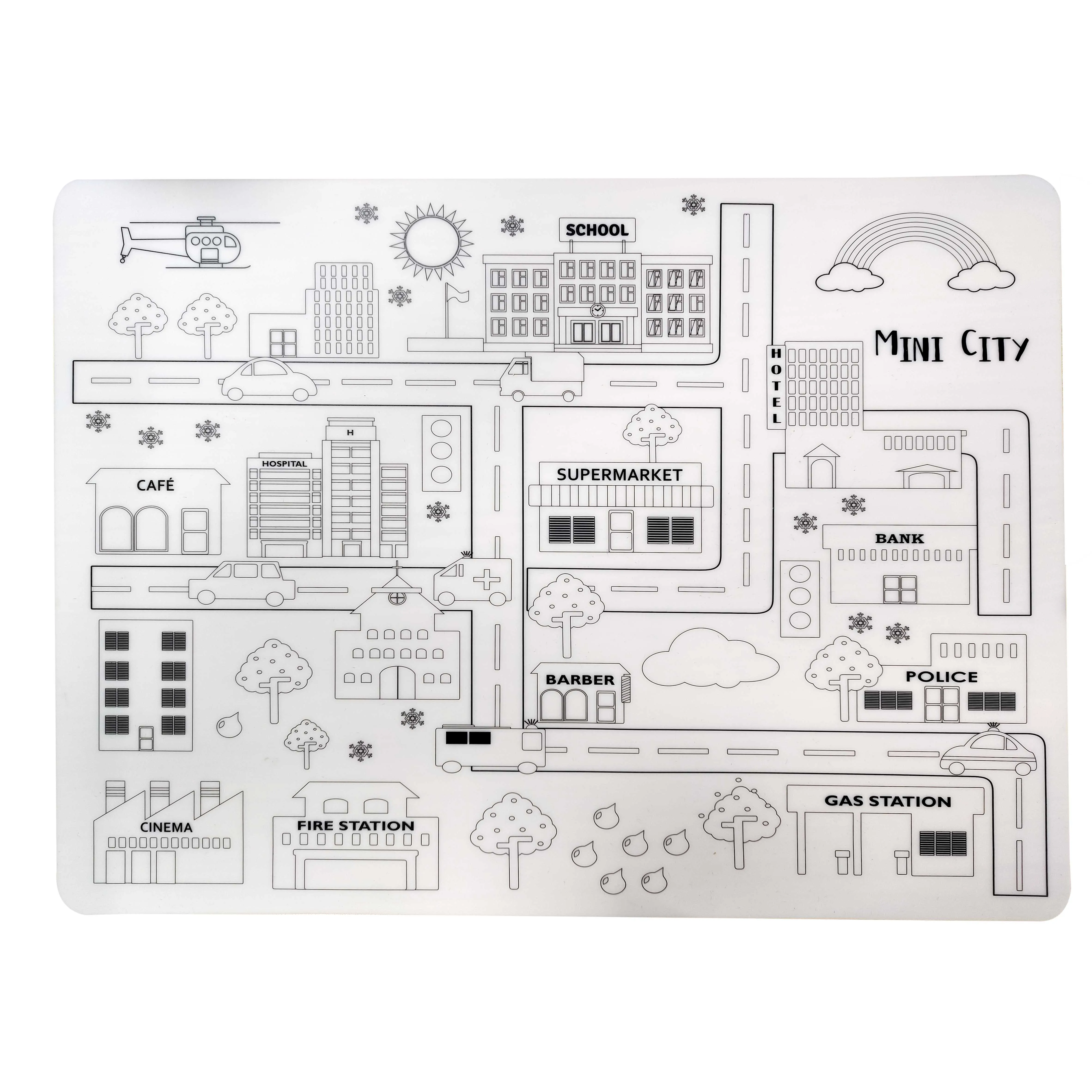 Custom BPA Free Eco-friendly  Washable Silicone Kids  Placemat  for Painting Drawing  Silicone Coloring Table Mat