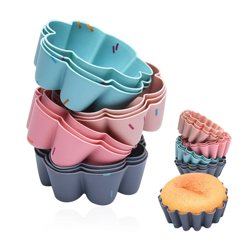 Household Oven Baking Tools Food Grade Silicone Cake Cup Pudding High Temperature Custard Tart Muffin Cup Mould
