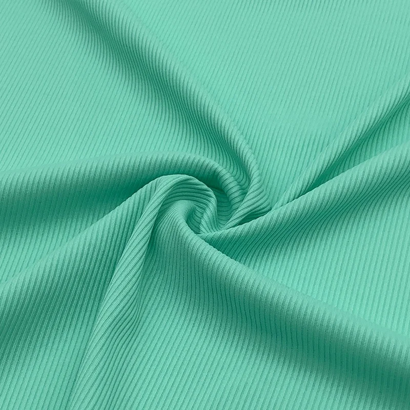 Custom high elastic textured stripe rib knit 4 way stretch nylon spandex fabric for women swimwear lingerie sports bra