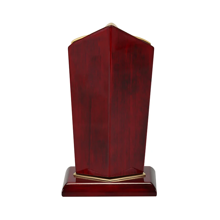 Trophy award custom Rosewood stained Piano Finish Base Polished Metal Goldtone Star Casting Awards