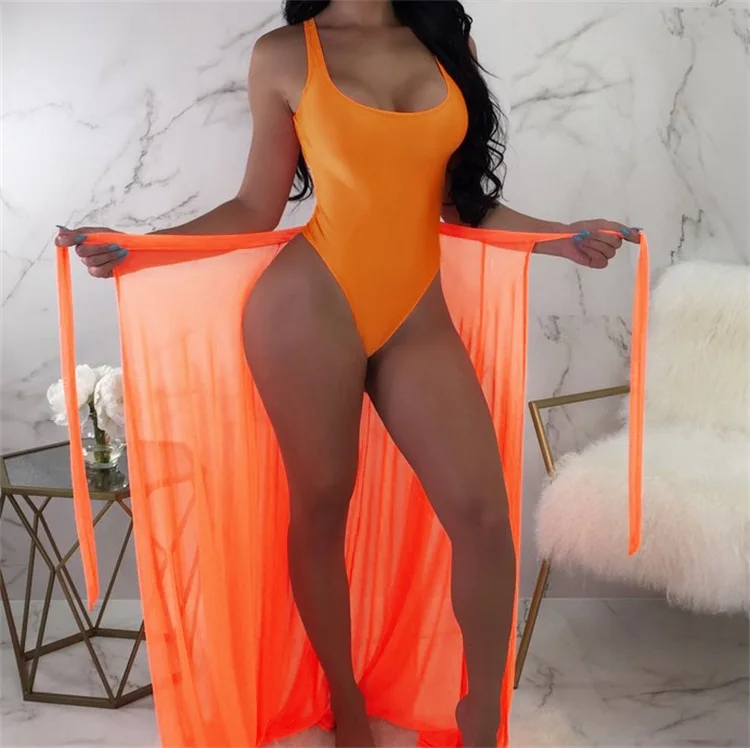 Biquini 2021 Summer Beach Swim Wear Sexy One Piece Swimming Bikini Backless Bathing Suits Tied Cover Up Swimsuit For Women