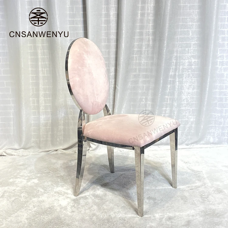 wholesale Luxury Restaurant Rental Fancy rose Gold stackable Stainless Steel Round Back Banquet event Wedding chair for event