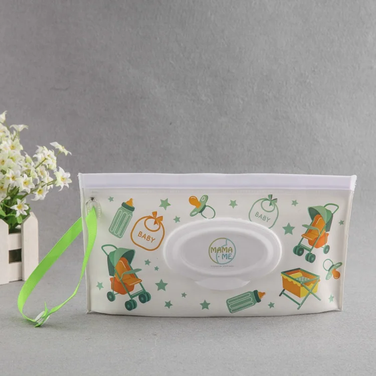 Baby wet paper storage Pouch Travel Wet paper Holder and Reusable Cloth paper Bag Set Portable Refillable