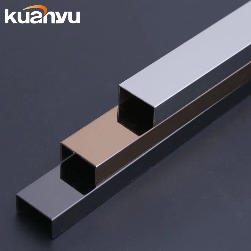 
High Quality Hot Selling Multiple Colour Luxurious Shiny Mirror 304 Stainless Steel Decorative Strips Square Edge Tile Trim 