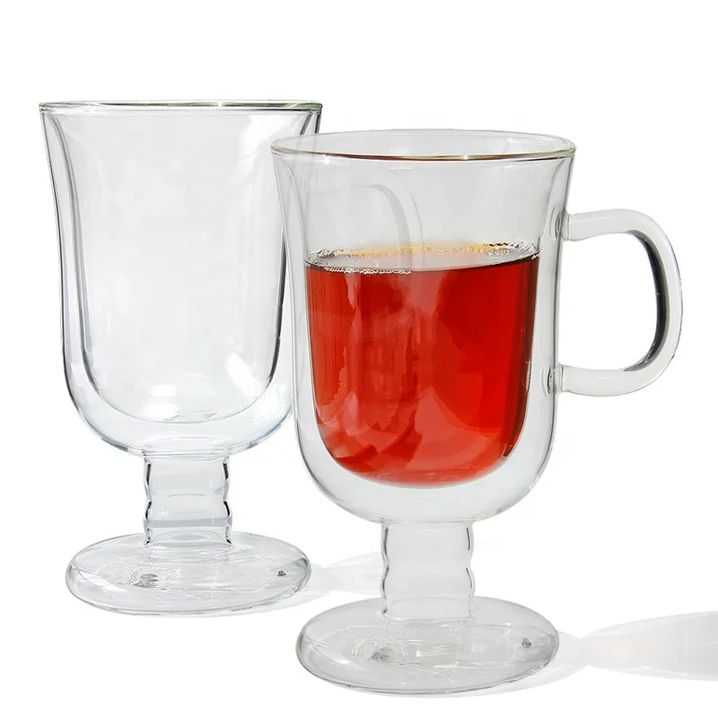 
Irish Footed Borosilicate Double Wall Glass Cup for Coffee Tea Hot & Cold drinks 