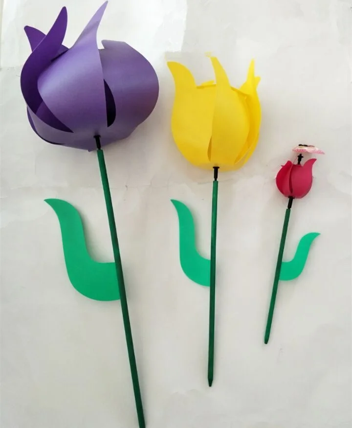 Garden decoration  colorful tulip windmill  for kids toy