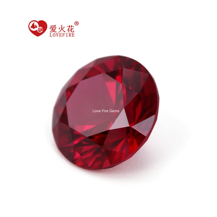 small MOQ wholesale price 3-10mm 8# red corundum faceted round gemstone loose synthetic ruby