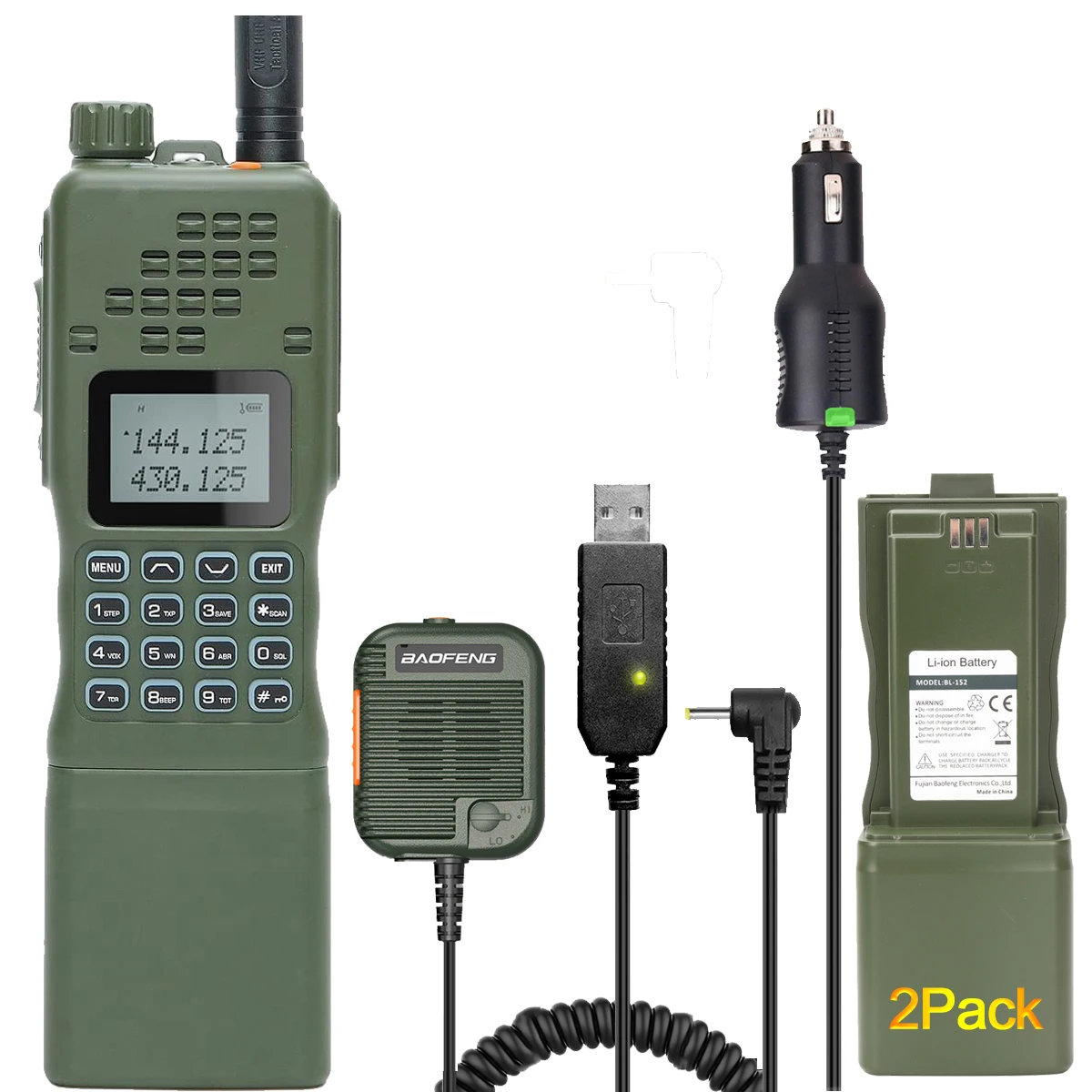 Baofeng AR-152 15W Powerful Walkie Talkie Green Tactical Game Radio UHF/VHF MBITR Tactical AN /PRC-152 2-Way Radio