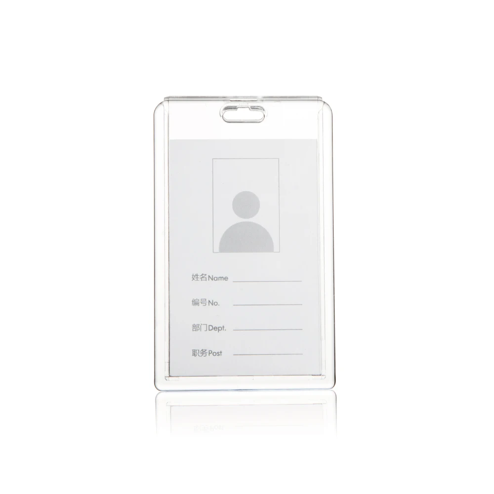 UHOO Vertical high transparent acrylicslide cover id card holder plastic Name Tag Badge Holder