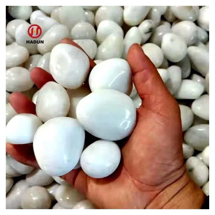 High polished white pebbles stone