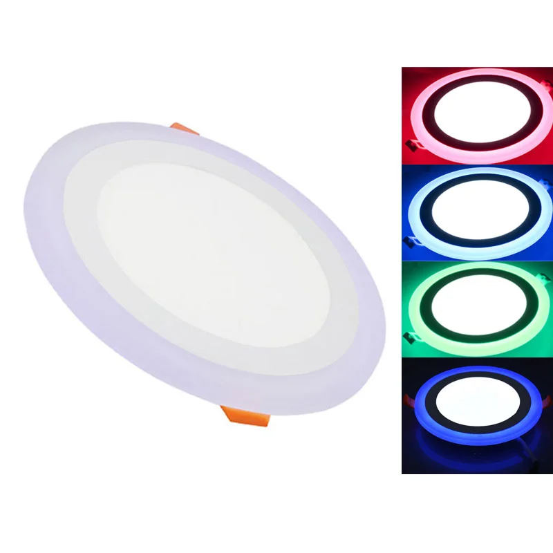 2 color 9w 16w 24w 12w+4w 12+4w 3+3w 18+6w 6+3w slim round square double color led panel light