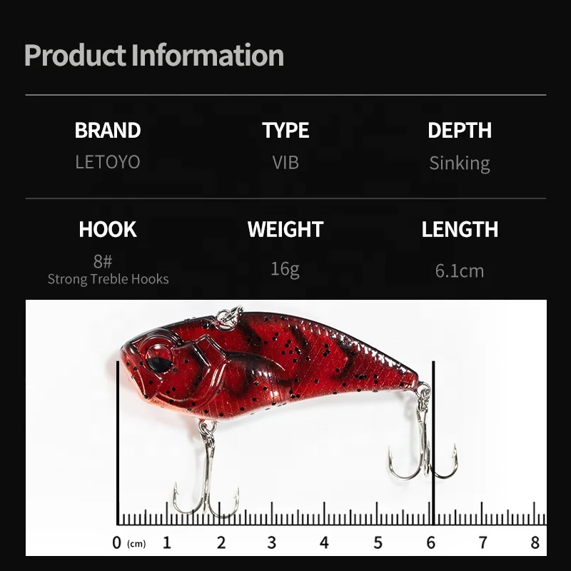  2021 LETOYO LHB018 Plastic VIB Vibration Lure 9g 16g Sinking Hard Bait Chatter Vibe Fishing