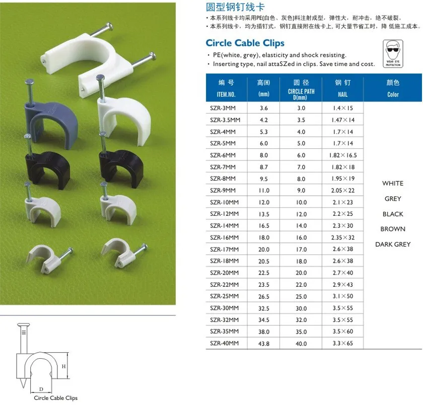 4mm 5mm 6mm 7mm 8mm  Circle Cable Clip Nylon Cable Clip