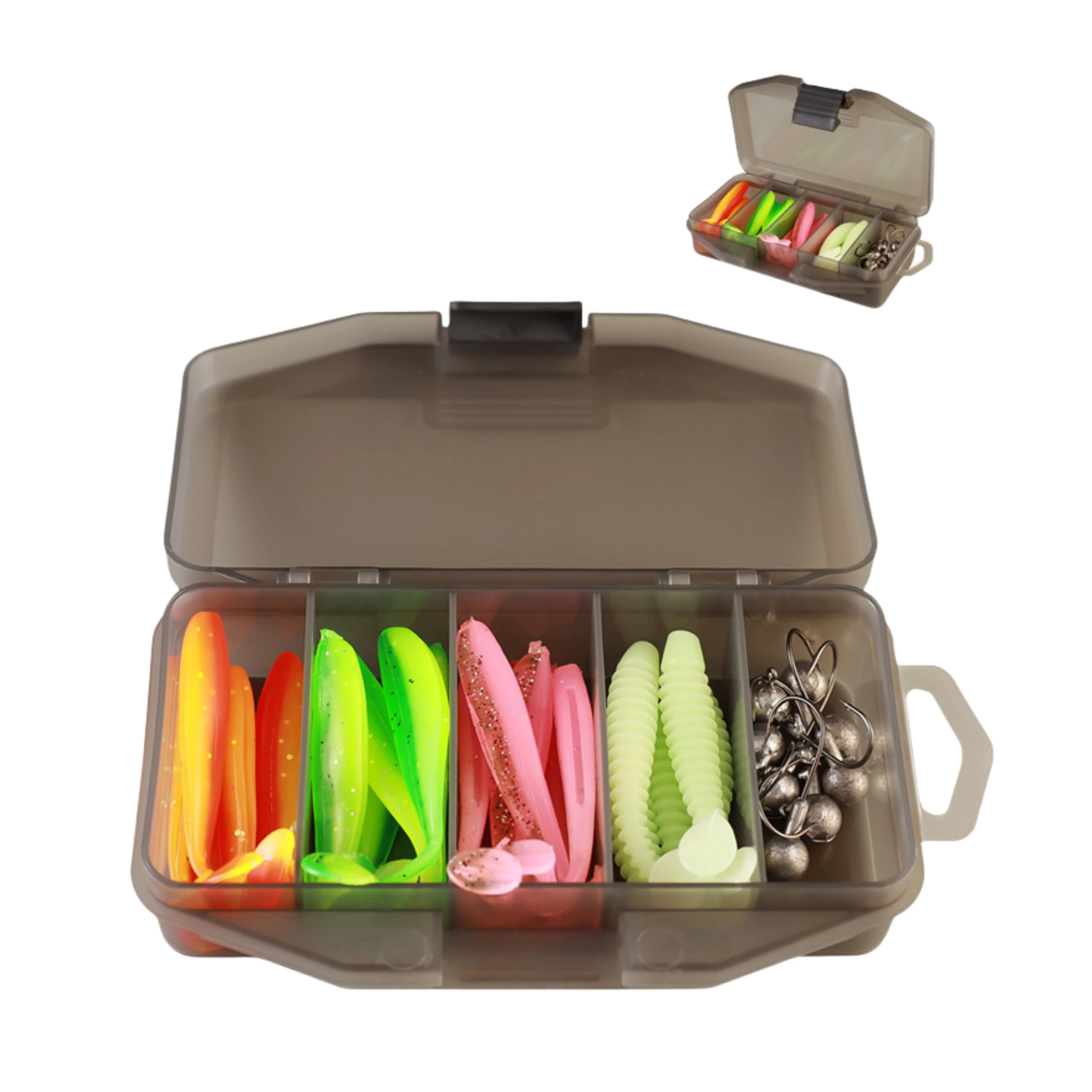 Wholesale 33pcs Worm Bait Kit Silicone 7cm T Tail Soft Fishing LureHead Hook Fiss And 5g Jig Lead hing Tackle