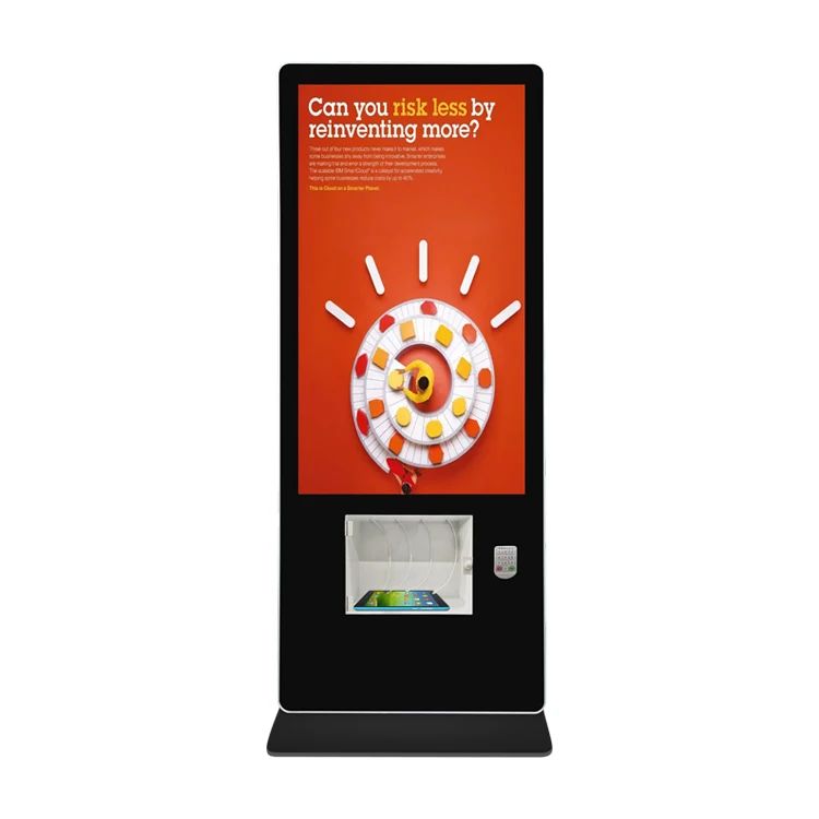 55 inch totem digital kiosk advertising player with Phone charging station and anti-theft door