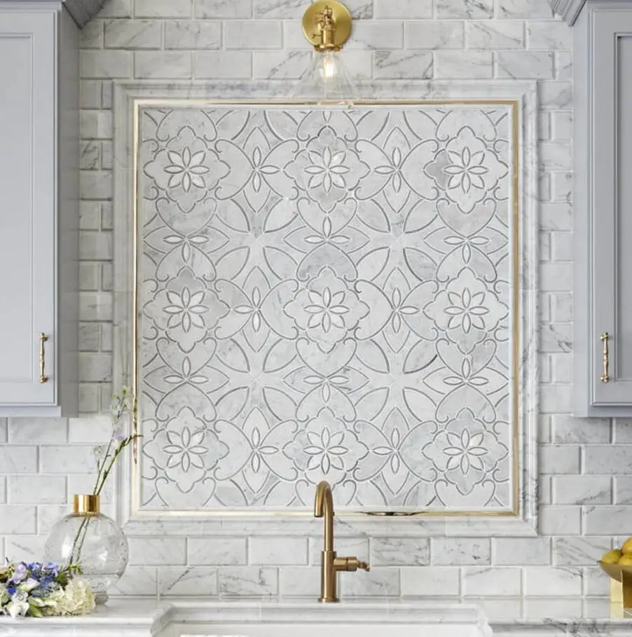 Indoor Modern Floor Waterjet Mosaic Tiles For Wall Design