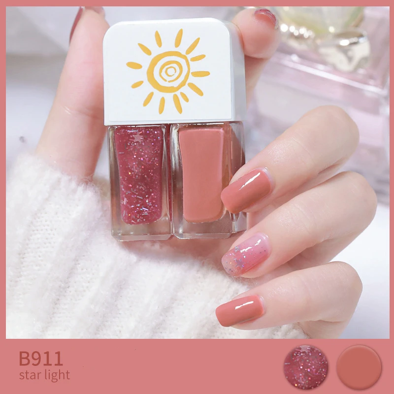 2022 Water-Based Glossy Scrub Tear-off Nail Polish Twins Nail Polish Combination Set