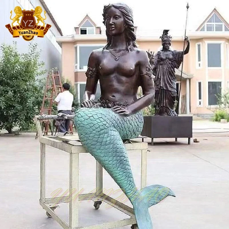 Outdoor Decoration Antique Statues Life Size Cast Bronze Brass Mermaid Statue Sculpture Water Fountain For Sale