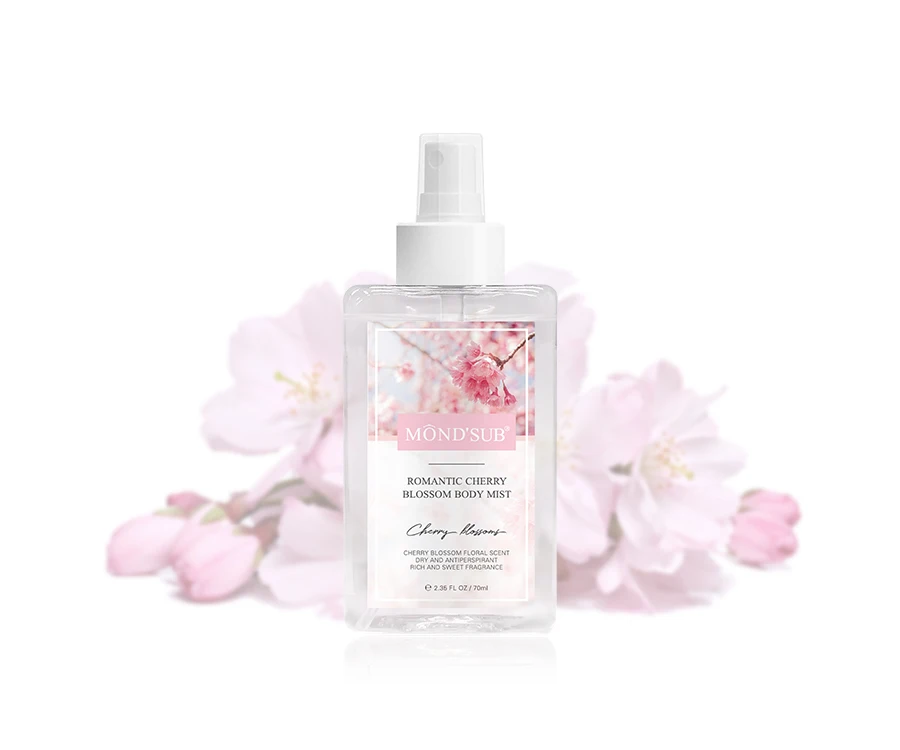 Private Label Original Perfumes Deodorant Custom Body Mist Spray Cherry Blossom Body Cooling Mist Sweet Fragrance Body Spray