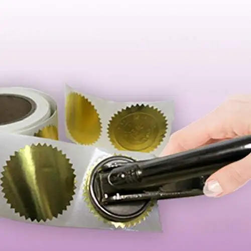 2 Inch round Reusable Gold Metallic Adhesive Sticker Seals with Serrated Edge for Cosmetic Packaging Certificate Wafer Envelope