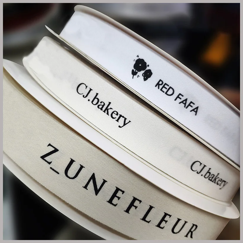 Custom Printed Cotton Ribbon Personalized Cotton Tape  With Logo or Font Style, Gift box ornament