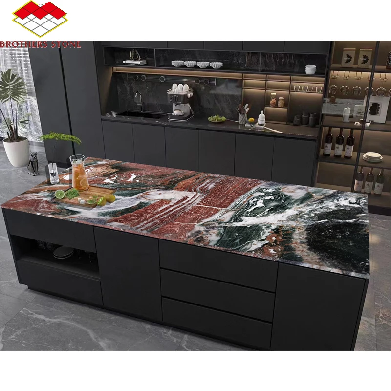 Luxury Island Kitchen Countertops Marble Stone Multicolor Onyx Stone Dining Table Side Table