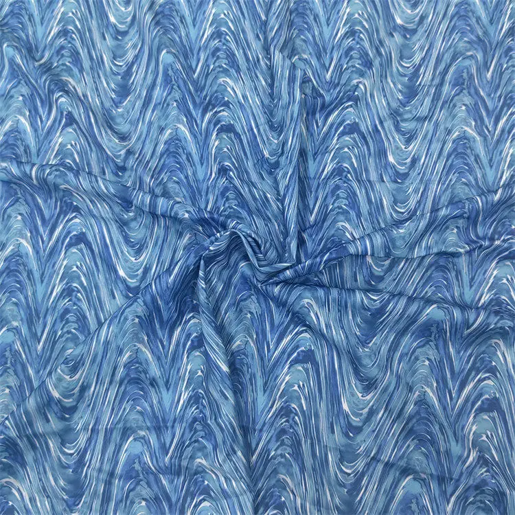 Free sample breathable soft 100% polyester blue marble texture pattern swirl print abaya hijab fabric for dresses and abayas