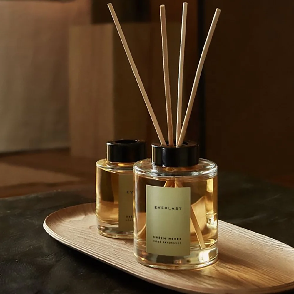 Luxury Glass Reed Diffuser Bottle 100ml 150ml 200ml 500ml round Shape Empty Clear with Custom Logo for Gift Packaging